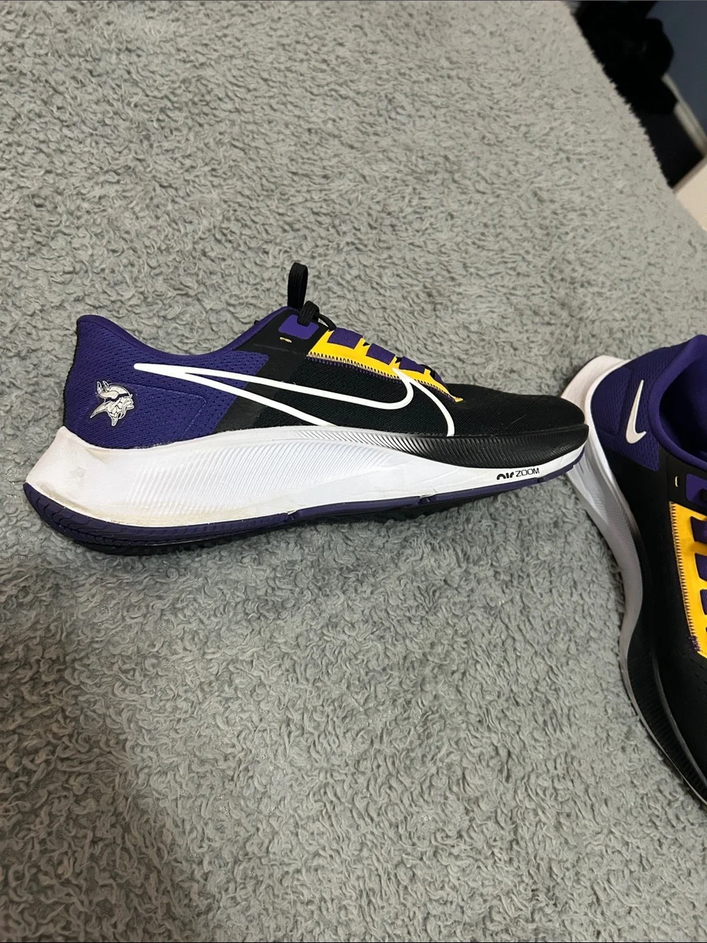 Men's Nike Air Zoom Minnesota Vikings Athletic Shoes in Black, Purple & Yellow